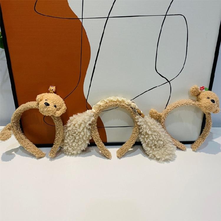 Cute Bear Hairband Plush Headwear Cartoon Headbands Essential for Hairstyles