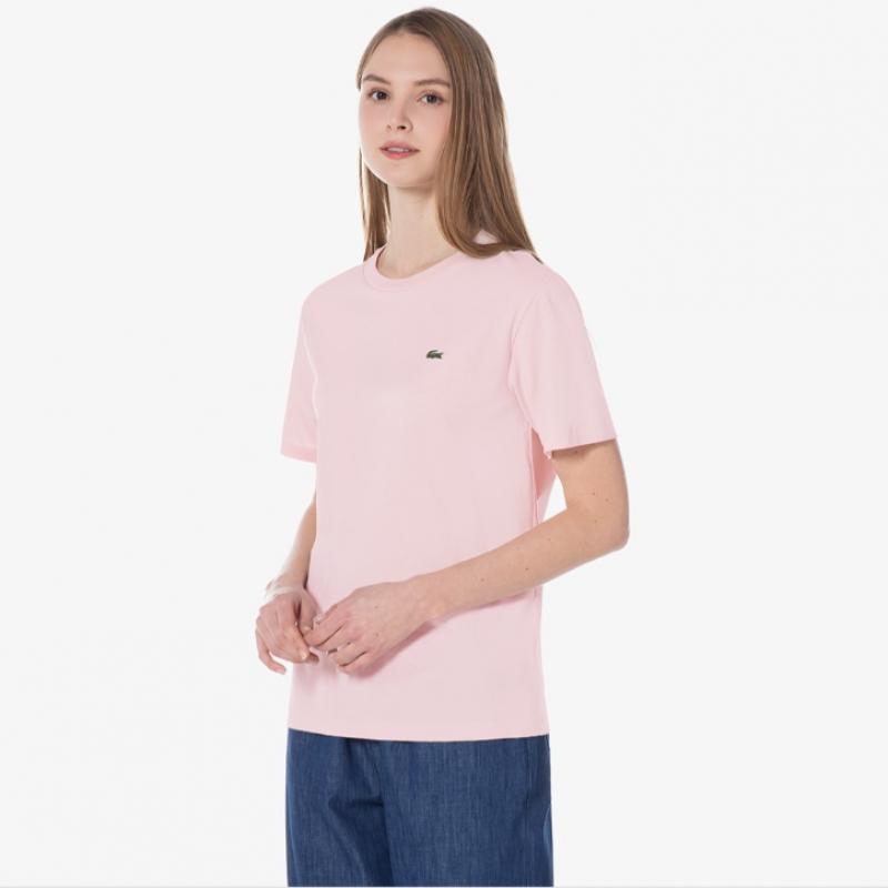 LacoSTe Women S baSic Crewneck ShorT Sleeve T ShirT [lighT Pink]