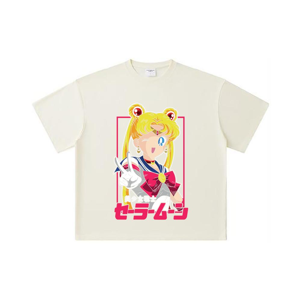 260 GSM Double Yarn 32 Count 100% Cotton Sailor Moon V9 Minako Print Unisex Heavy Cotton T Shirt