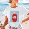 Trendiges Niedliches 90er Jahre T-Shirt Damenmode Basic Damen Reise Muster Kurzarm Kleidung Top Bedruckt Vielseitig Normales T-Shirt