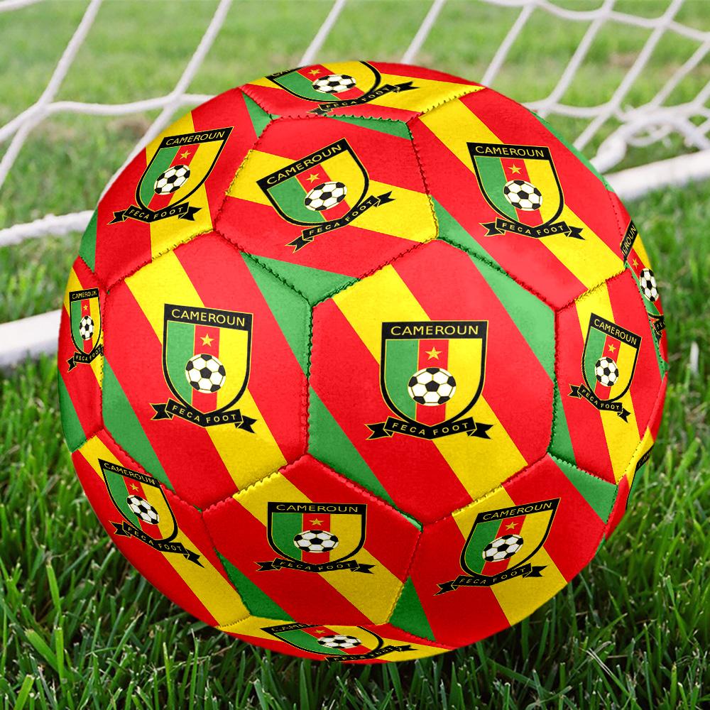 Cameroonian Football Federation Indoor Soccer Ball Size 5 Colorful All Ages Machine Stitched PVC Competition Ready Durable High-Bounce