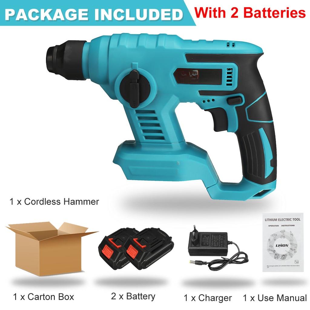 Multifunction ordless Electric Rotary Hammer 7500mAh Hammer Impact Drill Power Tool For Battery With LED 21V