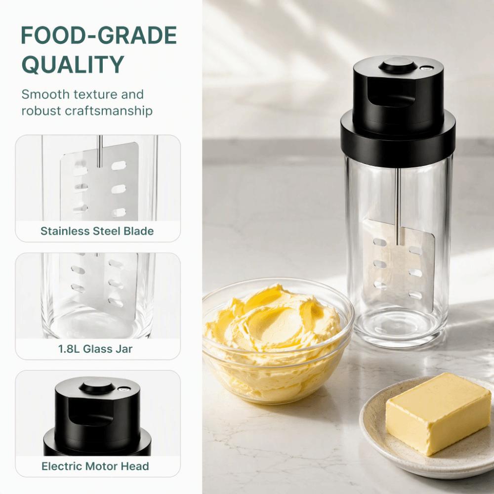 Black Electric Butter Churn Stainless Steel Liner Electric Cream Mixer  Kitchen Cooking