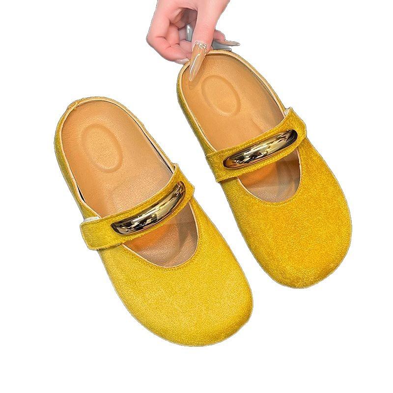 Flat-bottomed Bag Head Women's Spring Lazy Leisure New Soft-bottomed Versatile Mary Slippers