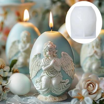 3D Flügel Engel Relief Eiförmige Kerze Silikonform Gebetsengel Relief Ei Harzform Osterfedern Flügel Ei Gipsformen