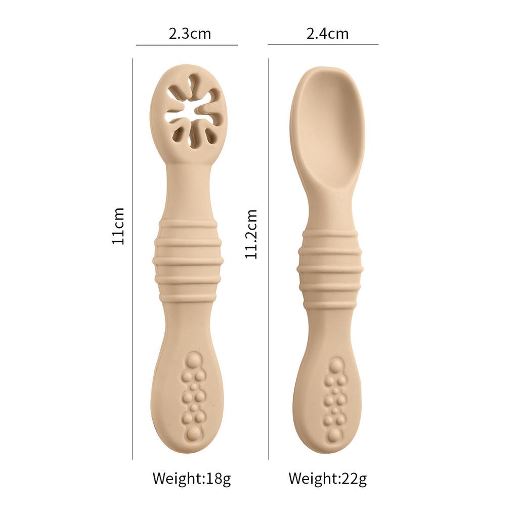 2PCS/Set Silicone Baby Spoons First Stage Utensils Baby Led Weaning Spoons Baby Chew Spoon Training Spoon Self Feeding Utensils