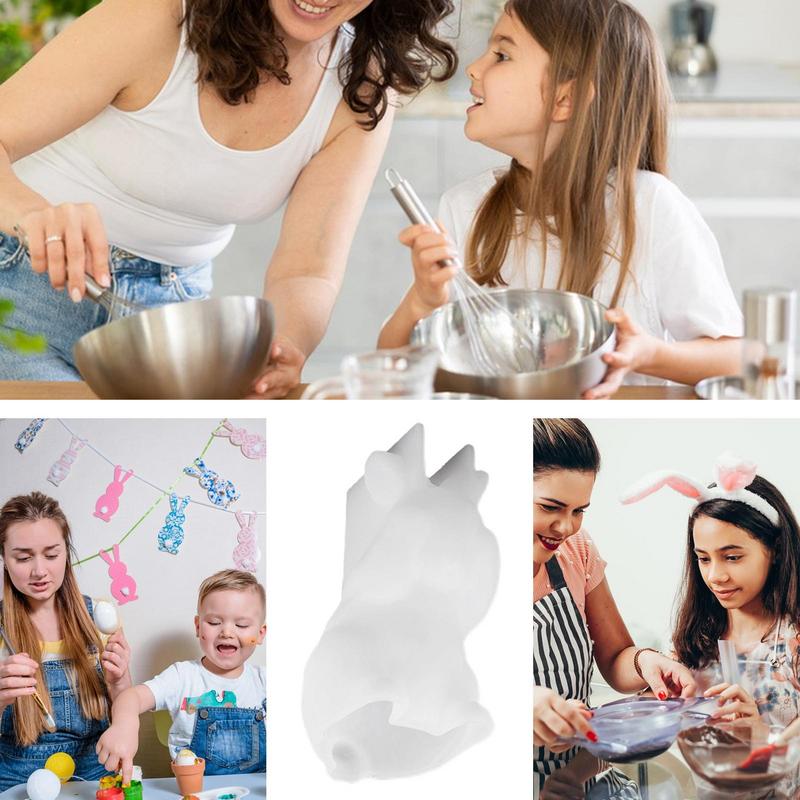 Easter Silicone Rabbit Mold Bunny Statue Mold for Crafts Plaster Casting Soft Silicone Mold Easy Release for Beginners Crafting