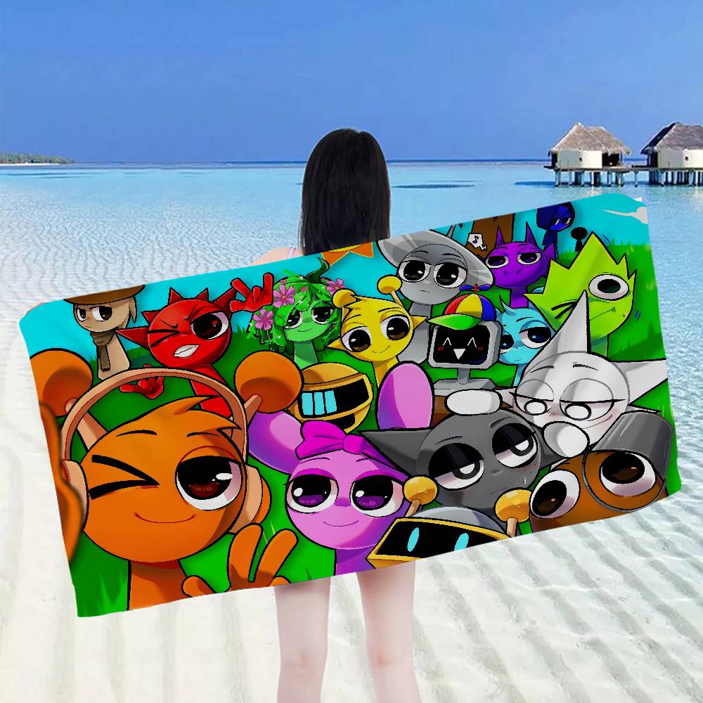 S-Sprunki Incredibox Mikrofaser Strandtuch Saugfähig Schnelltrocknend Weich Yoga Schwimmen Resort Bergsteigen Handtuch