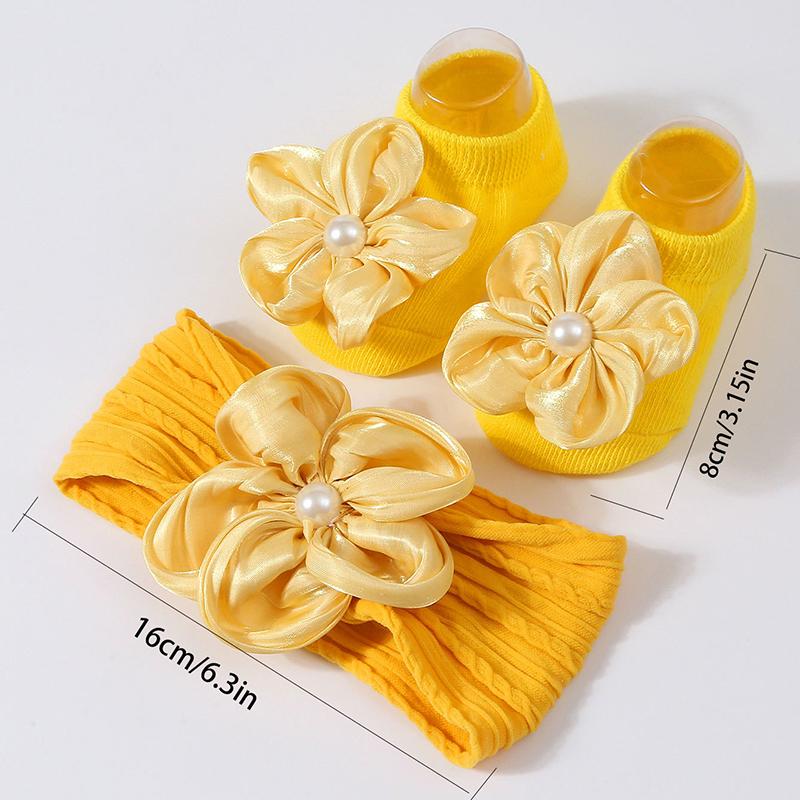 2Pcs/Set Lace Flower Baby Girl Socks Headband Set Kids Cotton Boat Socks Hair Bands Newborn Sweet Princess Hair Accessories
