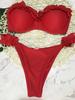 Sexy Ruffled Frilled Bra Cup Bikini 2026 Women Bandeau Swimsuit Female Swimwear Two Pieces Bikini Set Push Up Bathing Suit Swim