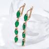 Full Green Natural Zircon Long Women'S Earring  Rose Gold Vintage Bride Wedding Jewelry Luxury Design Best Gift