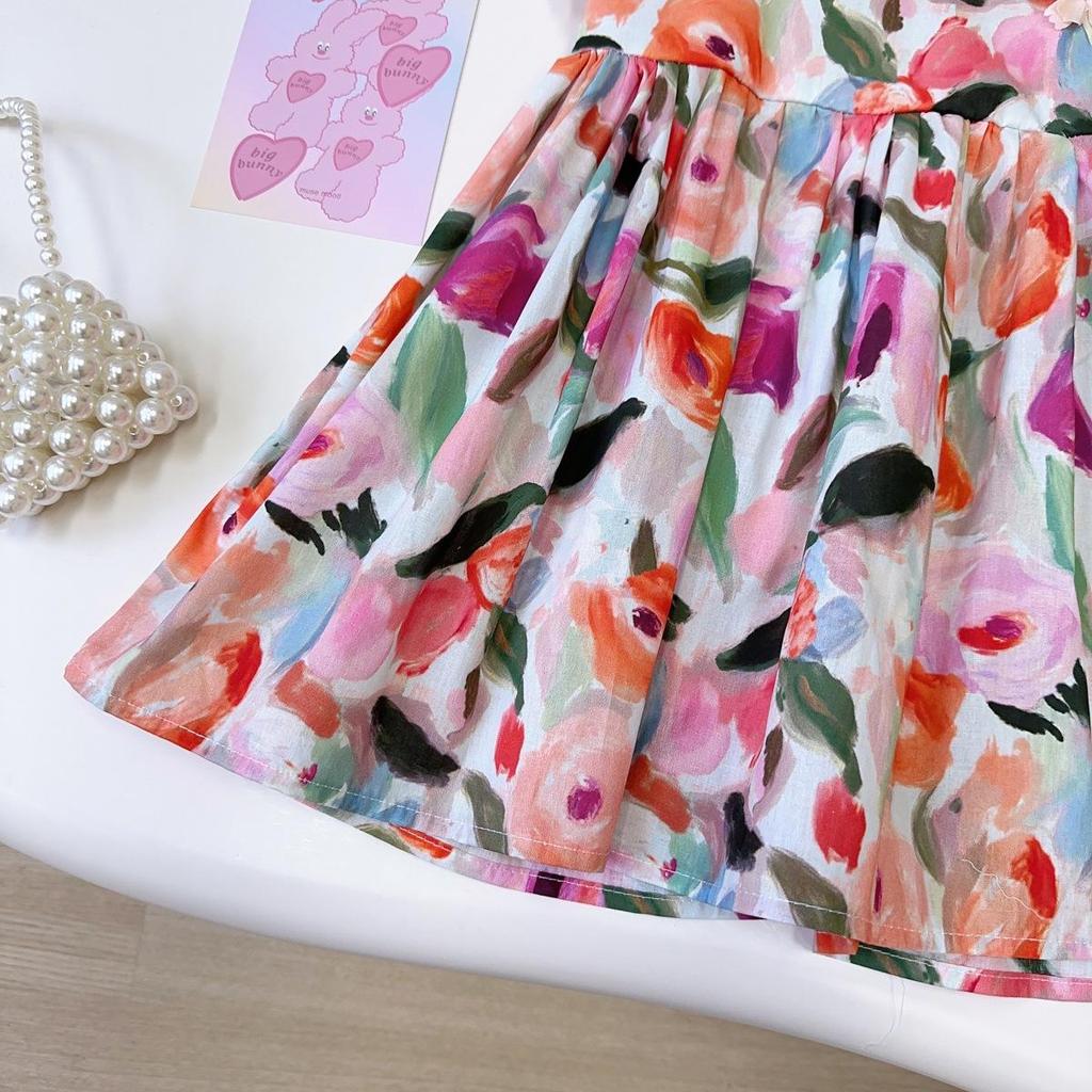 Mädchen Blumen Spaghetti Träger Sommerkleid - Französischer Stil Prinzessin Westenkleid AXB685