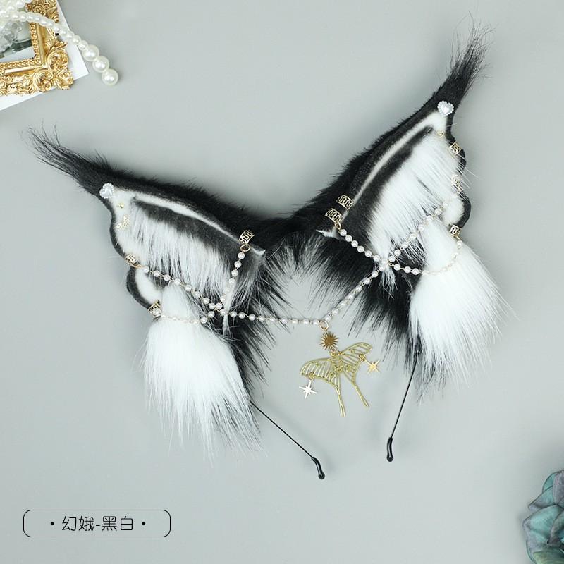 Handmade Plush Animal Ear Headband Cosplay Anime Convention - Lynx Cat Ears Hair Accessory In Sweet Kawaii Style