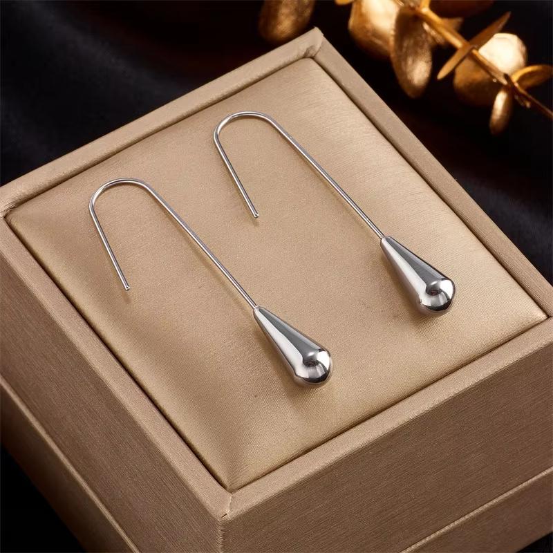 Boucles d'oreilles pendantes longues de haute qualité, tendance et nouvelles, en forme de goutte d'eau, pour femmes et filles, en acier inoxydable, bijoux d'oreille, fête, mariage, cadeau