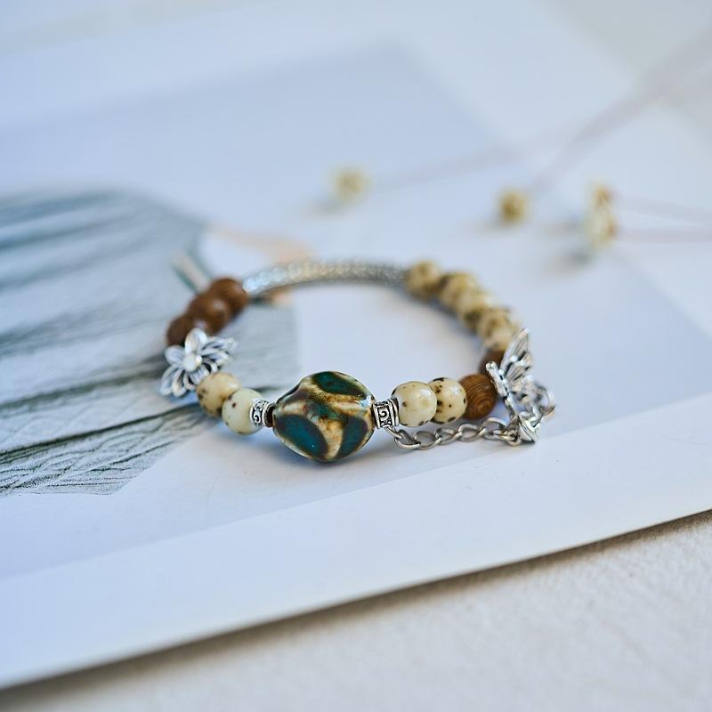 Jingdezhen ceramic bracelet wholesale gift, national style hand-woven literary and ancient style beaded new Chinese bracelet