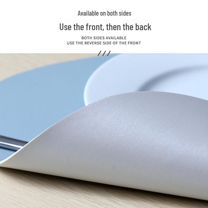 Two-Tone PU Leather Placemat: Waterproof, Oil-Proof, Heat-Insulating, Non-Slip PVC Mat for Western Dinner Plates.