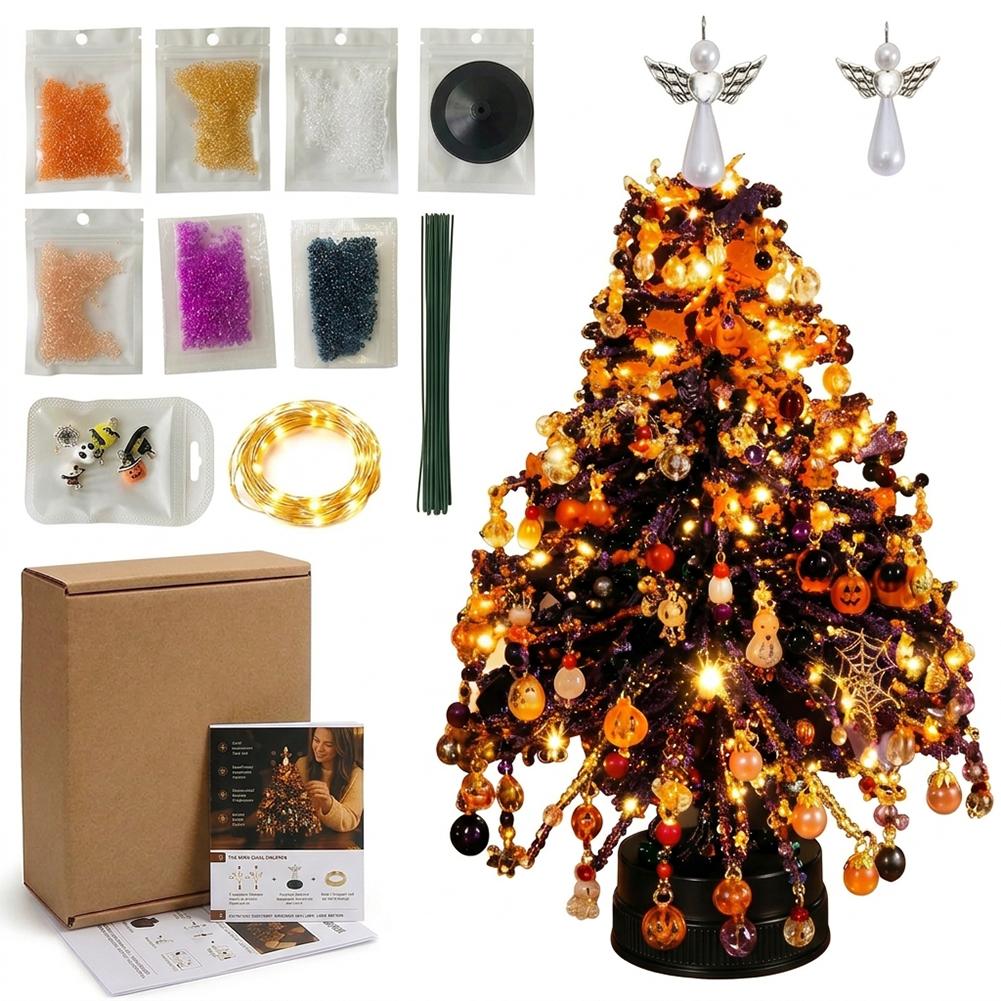 Handgefertigtes DIY Perlen-Weihnachtsbaum-Bastelset Mini Kristallperlen-Weihnachtsbaum Schreibtischdekoration Weihnachten DIY Bastelbedarf