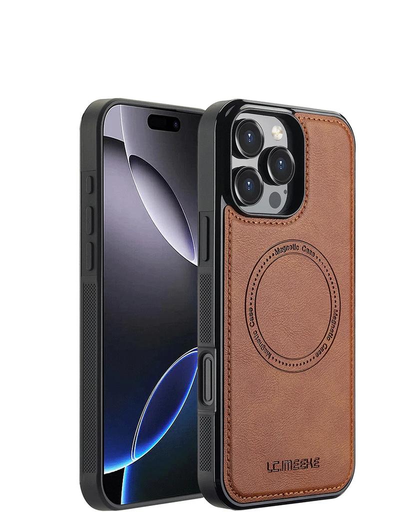Leather Magnetic Phone Case for iPhone 17 Air 16 15 14 13 12 Pro 11 XS Max XR 8 7 Plus SE 17E 16E Wireless Charging Cover Etui