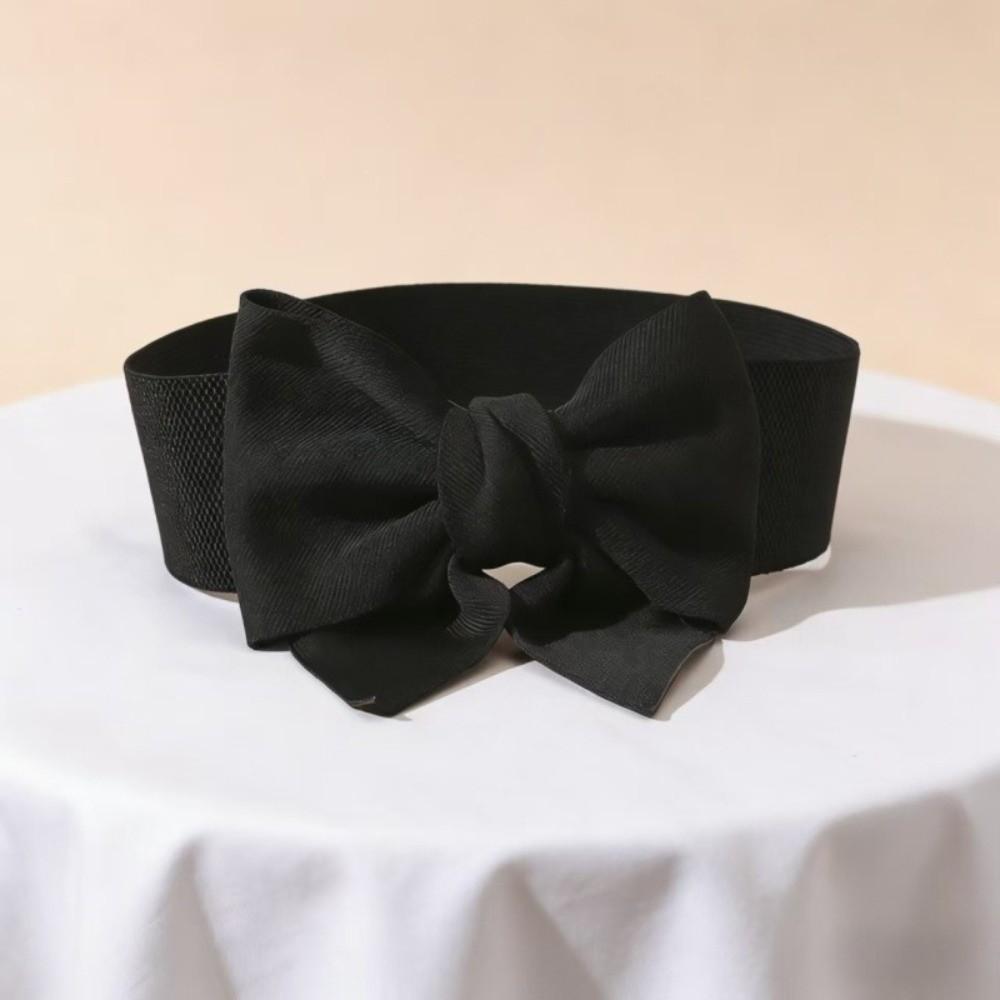 Elegant Bowknot Waist Straps Solid Color Elastic Waist Belt Wide Adjustable Dress Belt For Dress Decorate Clothes Accessories