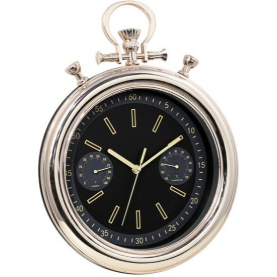 12-inch Imitation Pocket Watch Design with Temperature and Humidity Wall Clock Living Room Clock NATO Style Wall Wall Clock Silent Retro