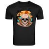 Surf Skull Beach Sunset Graphic T-Shirt Summer Ocean Tee