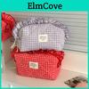 Cotton Makeup Bag With Lace Trim For Travel And Daily Use Ladies Organizer