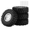 RC Tires, 110 Scale RC Wheels, Non-Slip, for Crawlers and Trucks, Set of 4, with Hubs, Ideal for Off-Road Racing, Endurance Races, Camping, Parties,