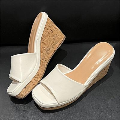 Mode Eilyken Neue Mode Prägnant Quadratische Zehenplattform Keilabsatz Hausschuhe Damen Schlittschuhe Sommer Hohe Absätze Damen Sandalen