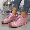 Fashion Women Flat Sneakers Mesh Lace Up Platform Sneakers Plus Size Fashion Outdoor Sneakers Woman Casual Bling Vulcanized Shoes Women