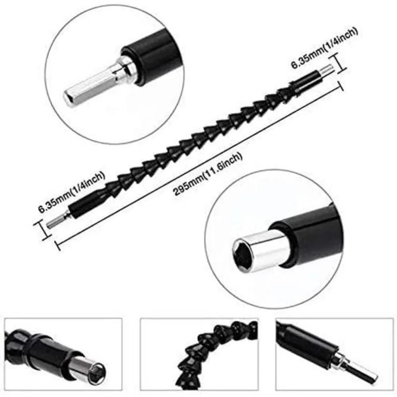 1/4 Inch Flexible Angle Extension Bit Kit Flexible Shaft Connecting Rod Sleeve Tool Set Drill Screwdriver Socket Adapter Tools