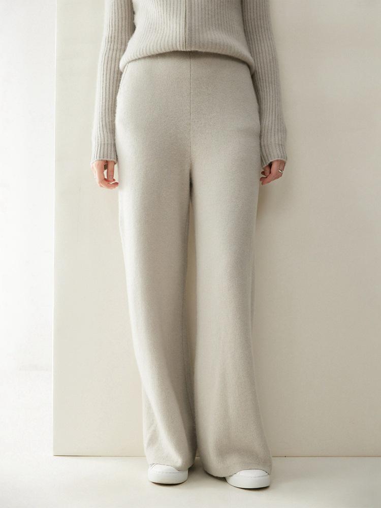 Luxury Soft Cashmere Wide-Leg Knit Pants for Women