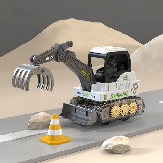 Press Gear Construction Vehicle Toy Realistic Kids Excavator Engineering Car Toy with Movable Digging Arm Toddlers Boys Educational Digger Truck
