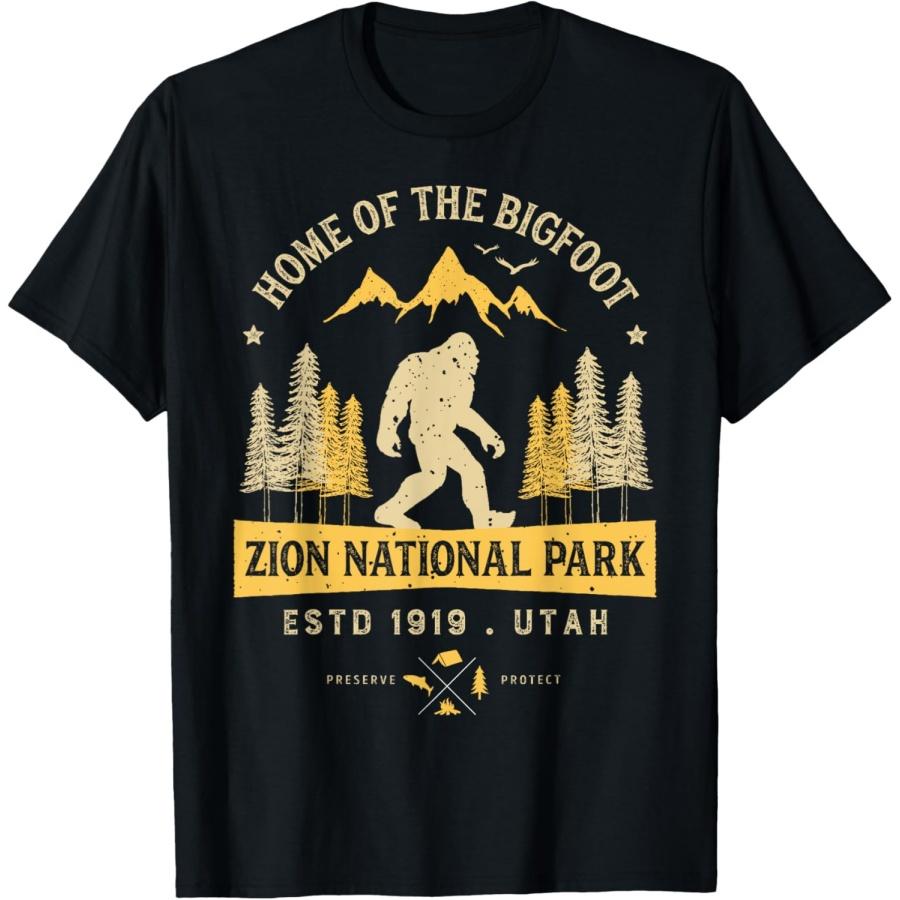 Zion National Park T Shirt Vintage Bigfoot Utah Men Women T-Shirt S
