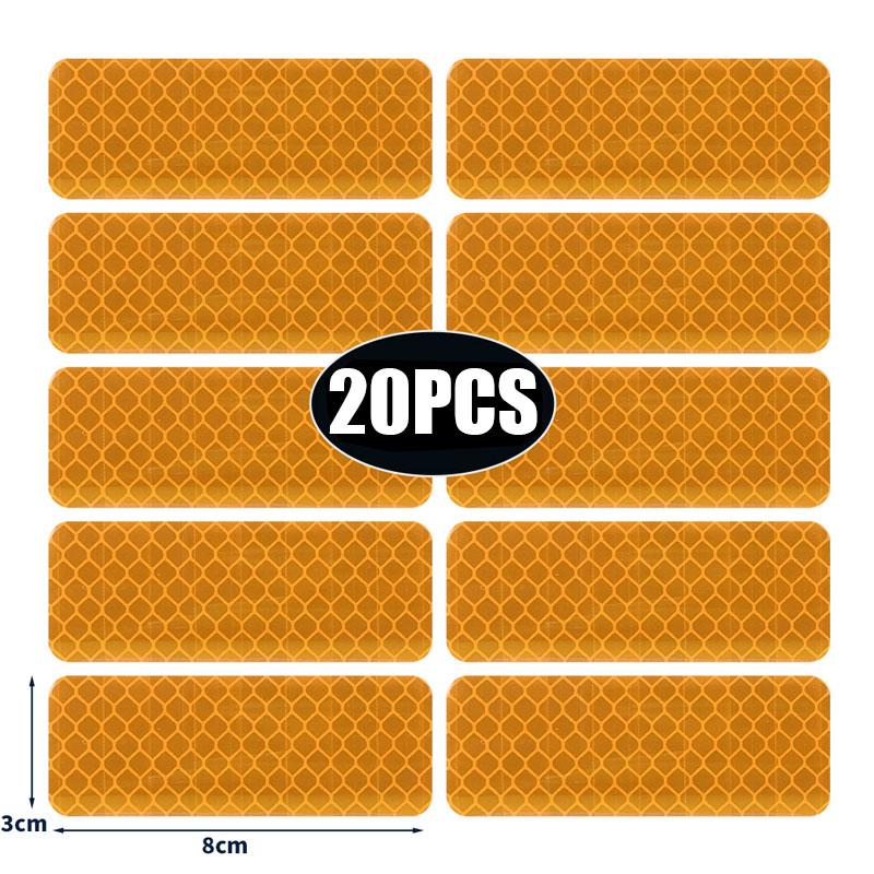 50/10pcs Car Bumper Reflective Stickers Reflective Warning Strip Tape Secure Reflector Stickers Decals Safety Warning 3*8CM