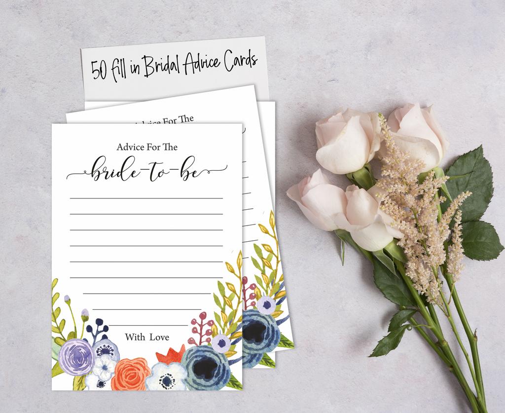 Inkdotpot Advice For The BrideA  CardsA  Set Of 50A  FloralA  Bridal Shower Activity