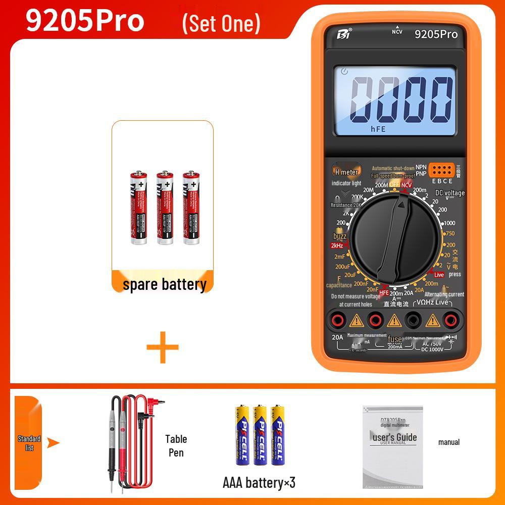 High Precision Anti-Burn Digital Multimeter Electrician's Model DT9205A/9205P-S9205PRO