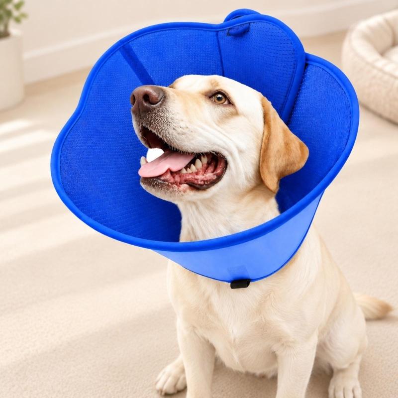 Pet Recovery Collar with Bounded Edges, Wearable Barrier for Care and After-Grooming Pet Recovery, Lick Proof Design