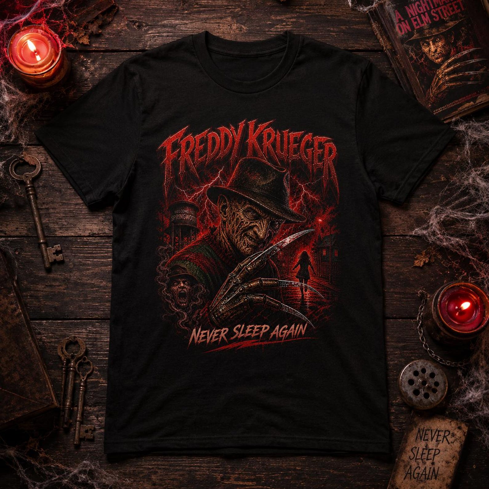 Freddy Krueger Horror Shirt | Distressed Slasher Movie Tee S