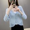 Summer Women's Cut-out Knit Sweater Thin Short Three-quarter Sleeve Sunscreen Cardigan
