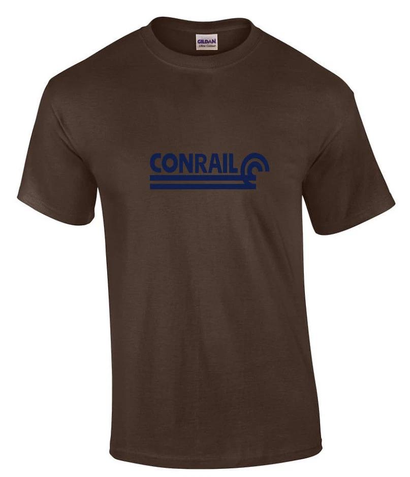 Blue Conrail Logo on Chocolate Brown T-Shirt Defunct Railroad Train Tee Shirt S