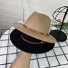French Top Hat Men's Autumn and Winter Big Edge Hat Back Edge Felt Hat Panama Flat Edge Jazz Hat British Hat Wool Hat