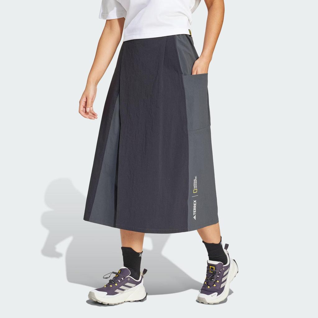 adidas X National Geographic Collaboration Terrex Disney Loose Versatile Comfortable Windproof Casual Long Skirt Women Skirts Black JD5843