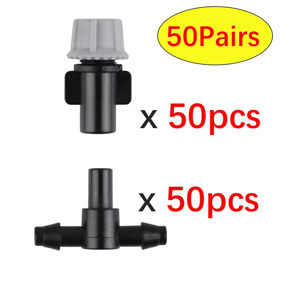 

Misting Drippers Head, Atomizing Sprinkler with Tee Joints Adjustable Equipment Tool Micro Sprinkler Shrub for Flower Bed Patio 50PCS