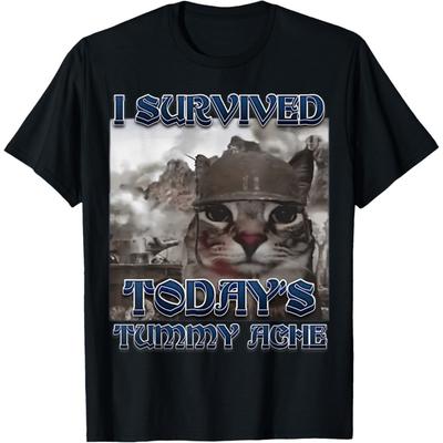 RUJUNMAN I Survived Todays Tummy Ache Meme Tummy Ache Survivor IBS T-Shirt