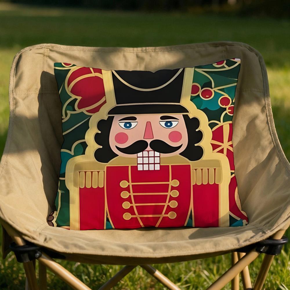 Figure NNutcracker Doll Cushion Cover Soft Reversible  Durable Pillow Cover  MultiScene Use for Home  Car Daily Comfort