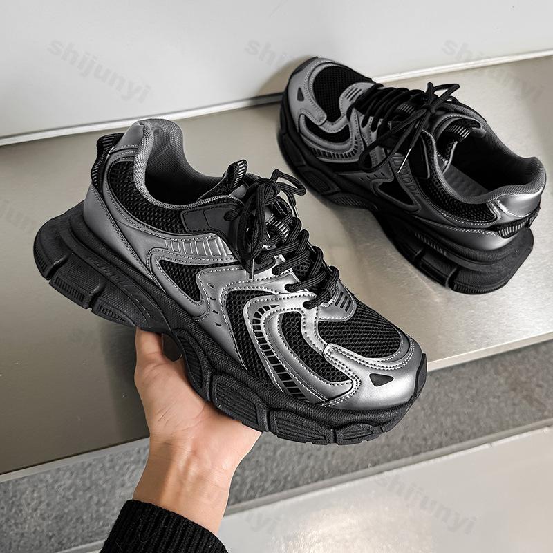 

Мода 2025 Осень Новые Мужские Сетчатые Дышащие Низкие Кроссовки на Толстой Подошве Повседневная Спортивная Обувь Модный Тренд Универсальные Удобные Массивные кроссовки 39 чёрный