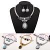 Ethnic Style Simulation Gemstone Decoration Women Necklace And Earring Set For Men And Women