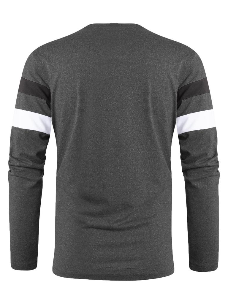 Men's Color Block Casual Round Neck Long Sleeve Sports T-shirt
