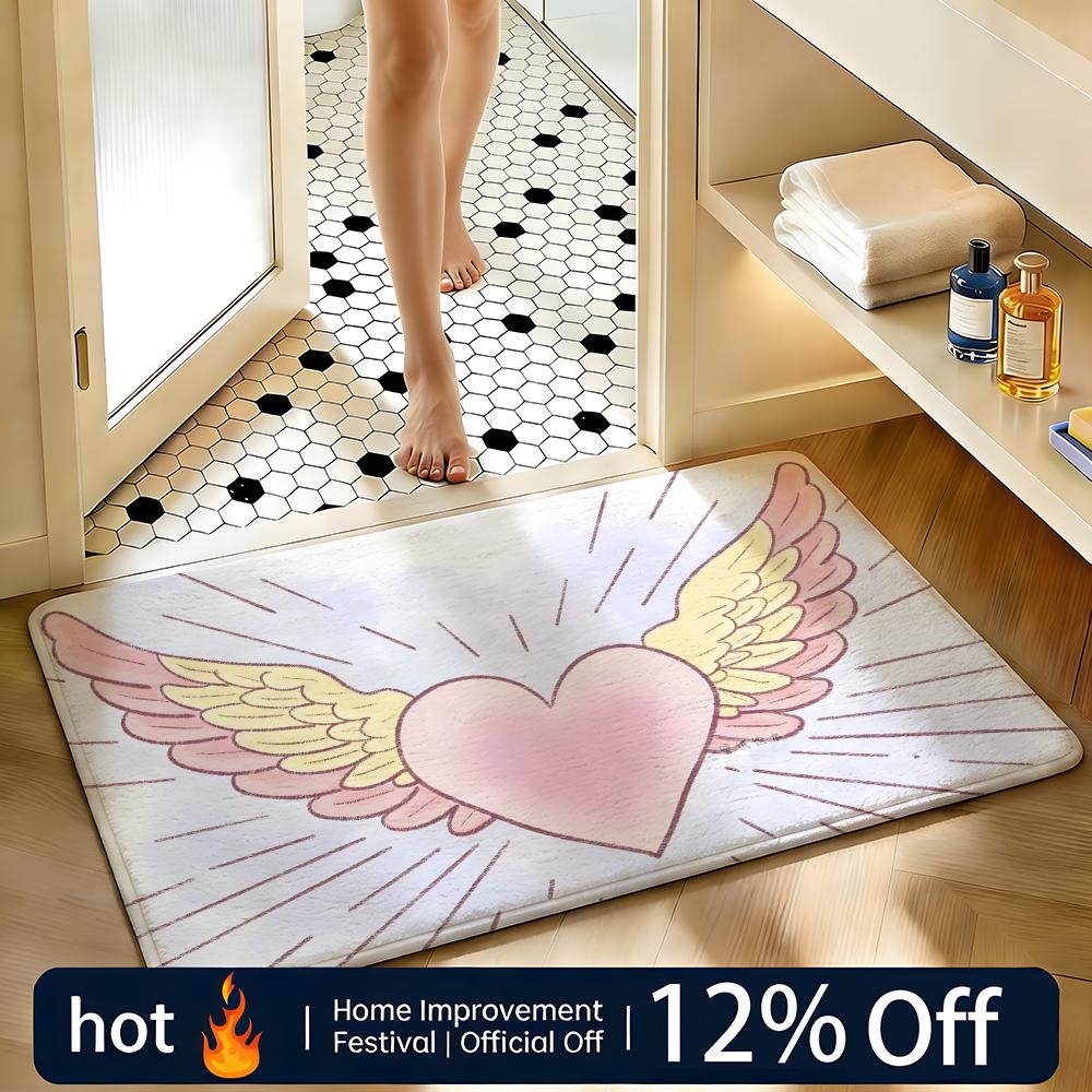 Soft Absorbent Non-Slip Rug Art Heart Floor Mat Home Decor Doormat Bedroom Floor Mat Shower Carpet