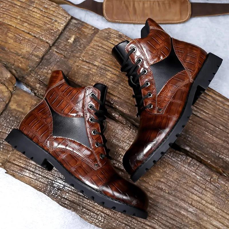 Autumn Winter Men Boots Comfortable Motorcycle Boots Men Footwear Rubber Ankle Boots Men Shoes Size 38-48